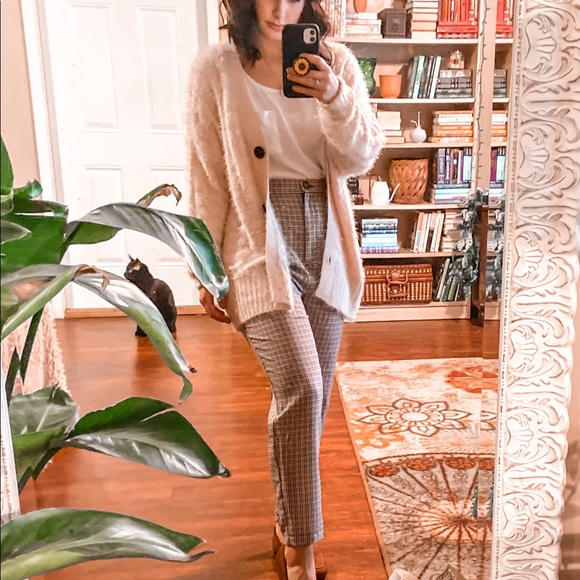 Plaid Brown Beige and Black Trouser Pant Size 2 - Picture 6 of 6